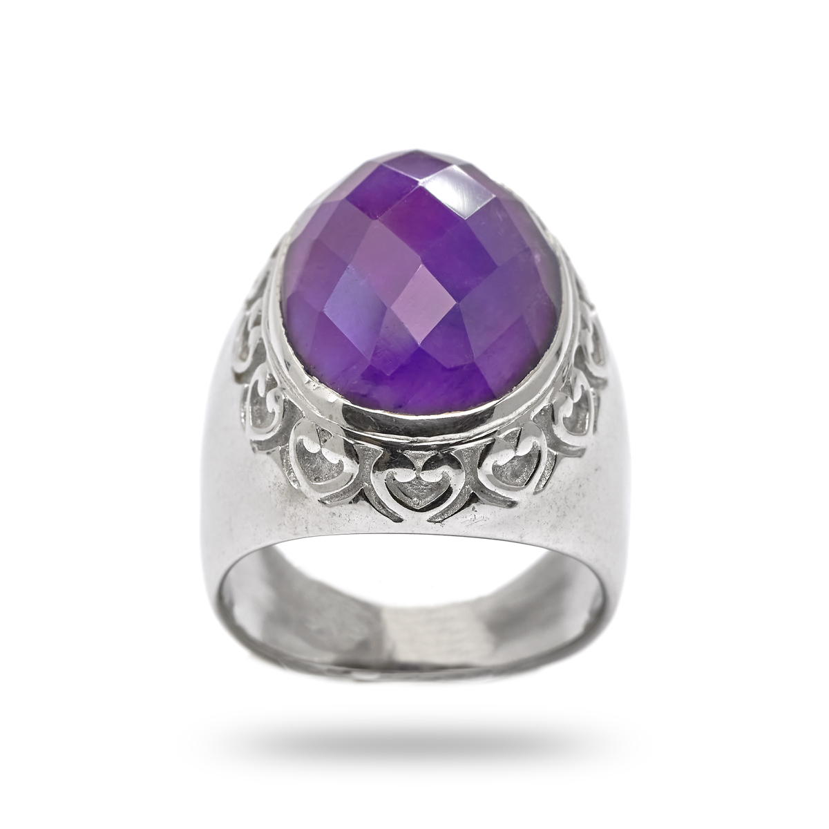Silver Ring amethyste Heart